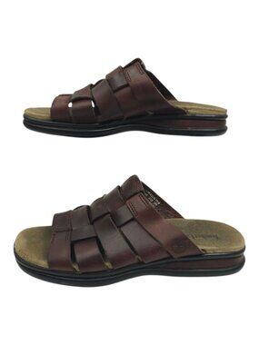 Timberland Fisherman Slides Sandals Womens 6.5M Boho Earthy Brown Leather Woven